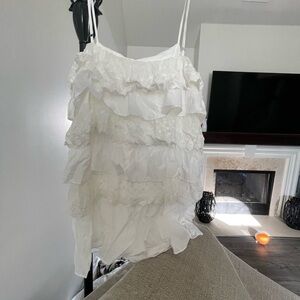 Vestique Cream Lace Ruffle short dress